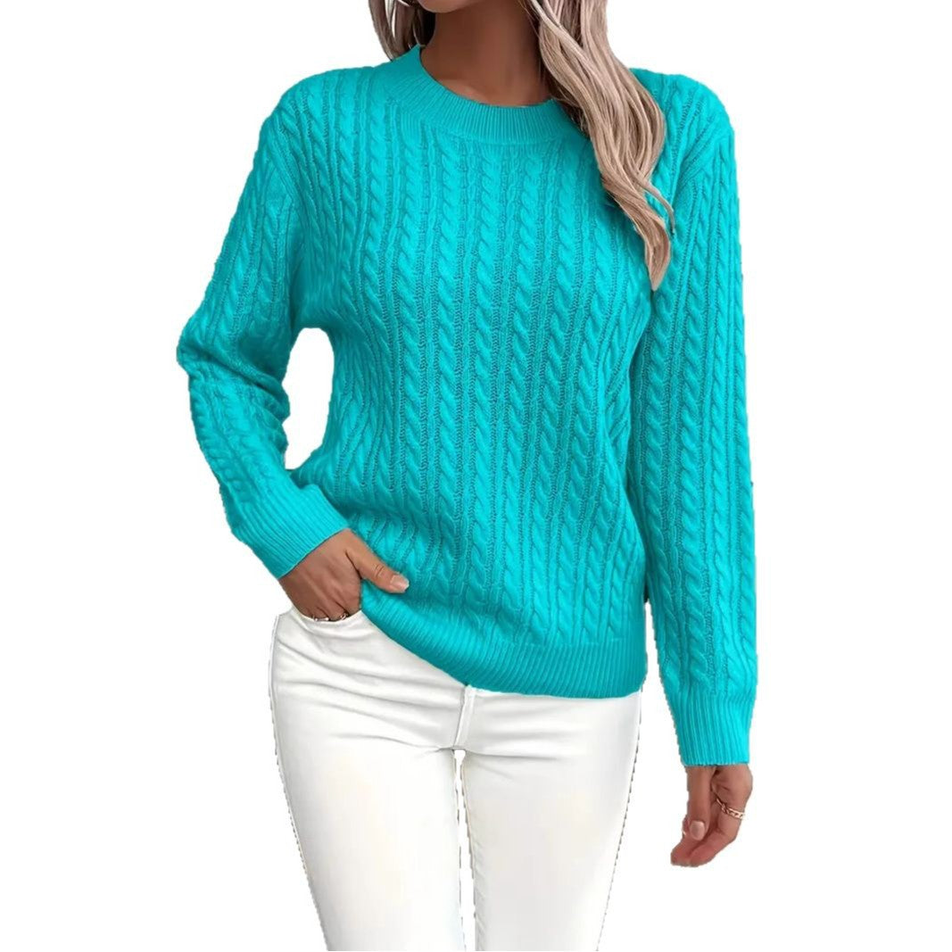 Twist Round Neck Knitted Jumper For Women, Long Sleeve