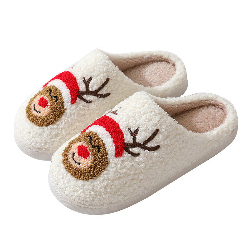 Christmas Cotton Slippers With Santa, Moose, Gingerbread And Tree
