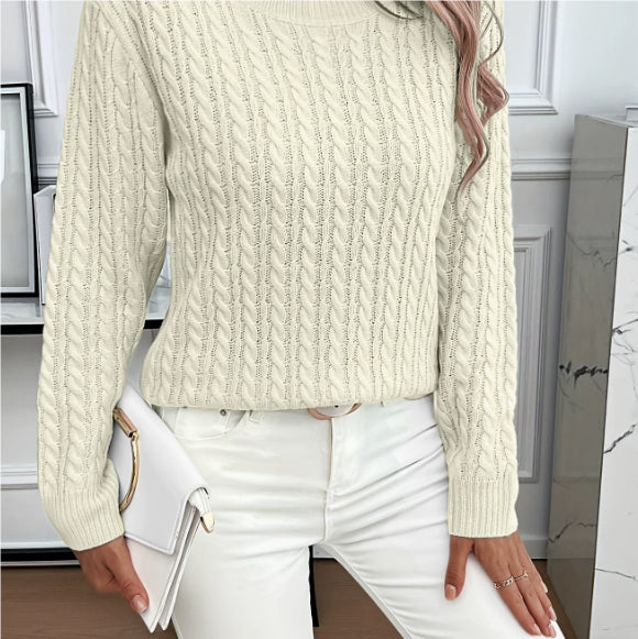 Twist Round Neck Knitted Jumper For Women, Long Sleeve