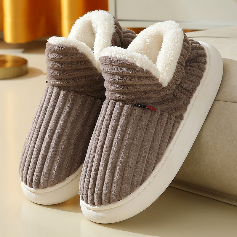 Striped Plush Home Slippers For Indoor And Garden Use
