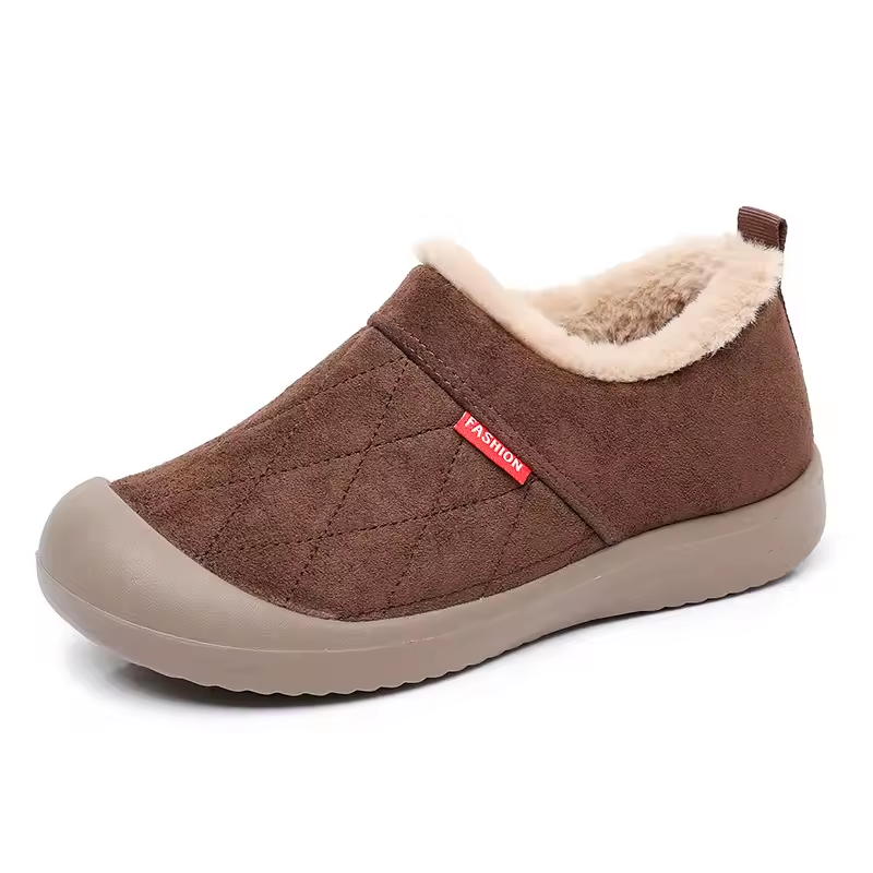 Women's Fleece-Lined Slip-On Slippers with Non-Slip Sole