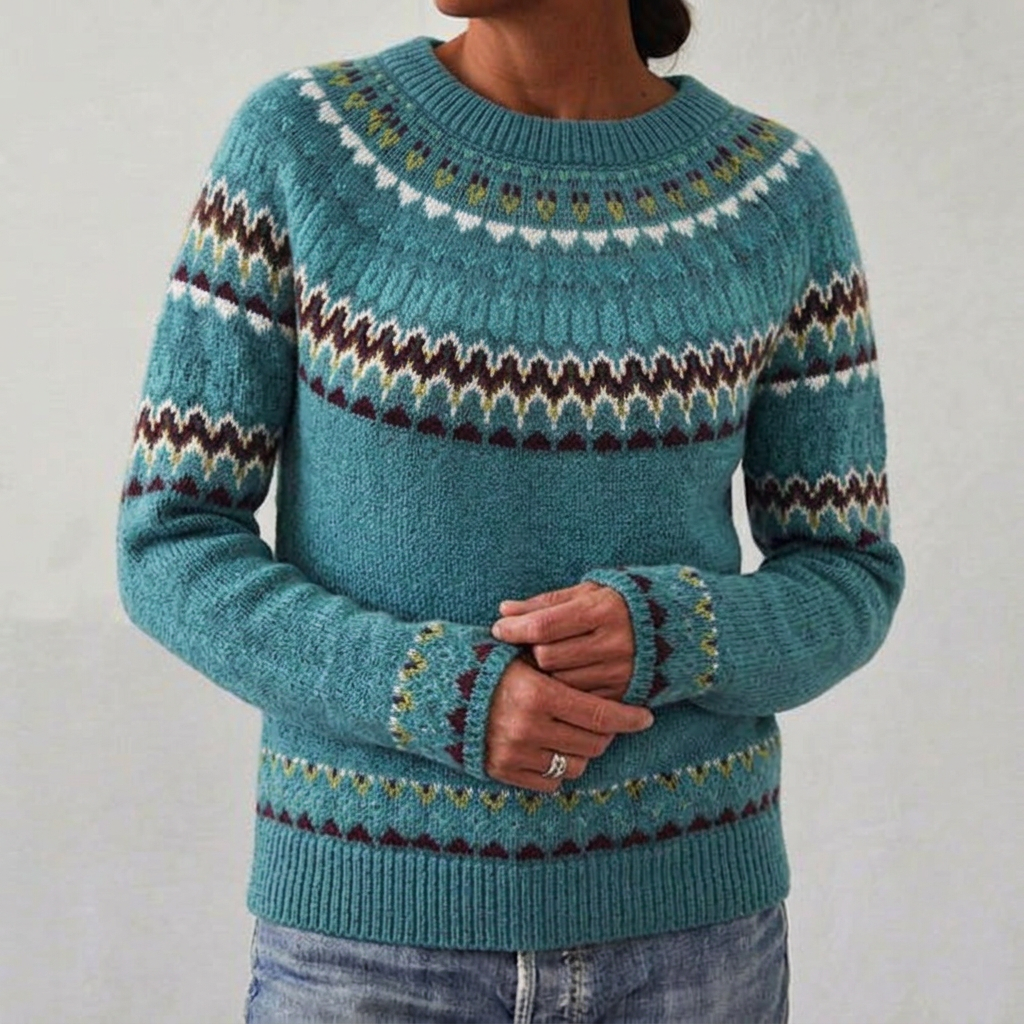 Women's Fair Isle Yoke Jumper with Long Sleeves