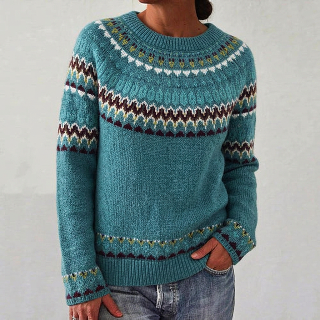 Women's Fair Isle Yoke Jumper with Long Sleeves