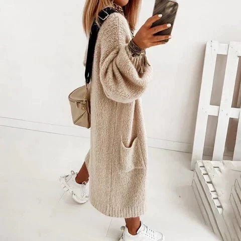 Women's Oversized Open-Front Cardigan with Balloon Sleeves